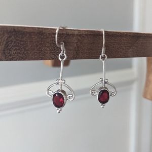 Garnet Sterling Silver Earrings
